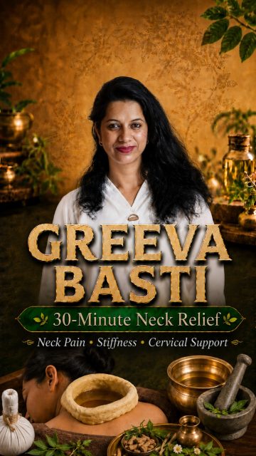Neck pain that just won’t go away? 🌿
Greeva Basti is an ancient Ayurvedic therapy where warm medicated oil is placed over the neck and cervical spine to help relax stiffness, reduce inflammation and support nerve comfort naturally.

It may help with cervical spondylosis, chronic neck pain, screen-related stiffness and pain radiating to the arms.

Experience authentic Ayurveda at Ayur Health Veda, Dharamshala.

📞 +91 70182 72566
📍 Sidhpur, Dharamshala

[Greeva Basti, Neck Pain, Cervical Spondylosis, Ayurveda, Panchakarma, Medicated Oil Therapy, Screen Stiffness, Natural Healing, Dr Chakshu Mala, Ayur Health Veda]

#GreevaBasti #Ayurveda #Panchakarma #NeckPainRelief #Dharamshala
